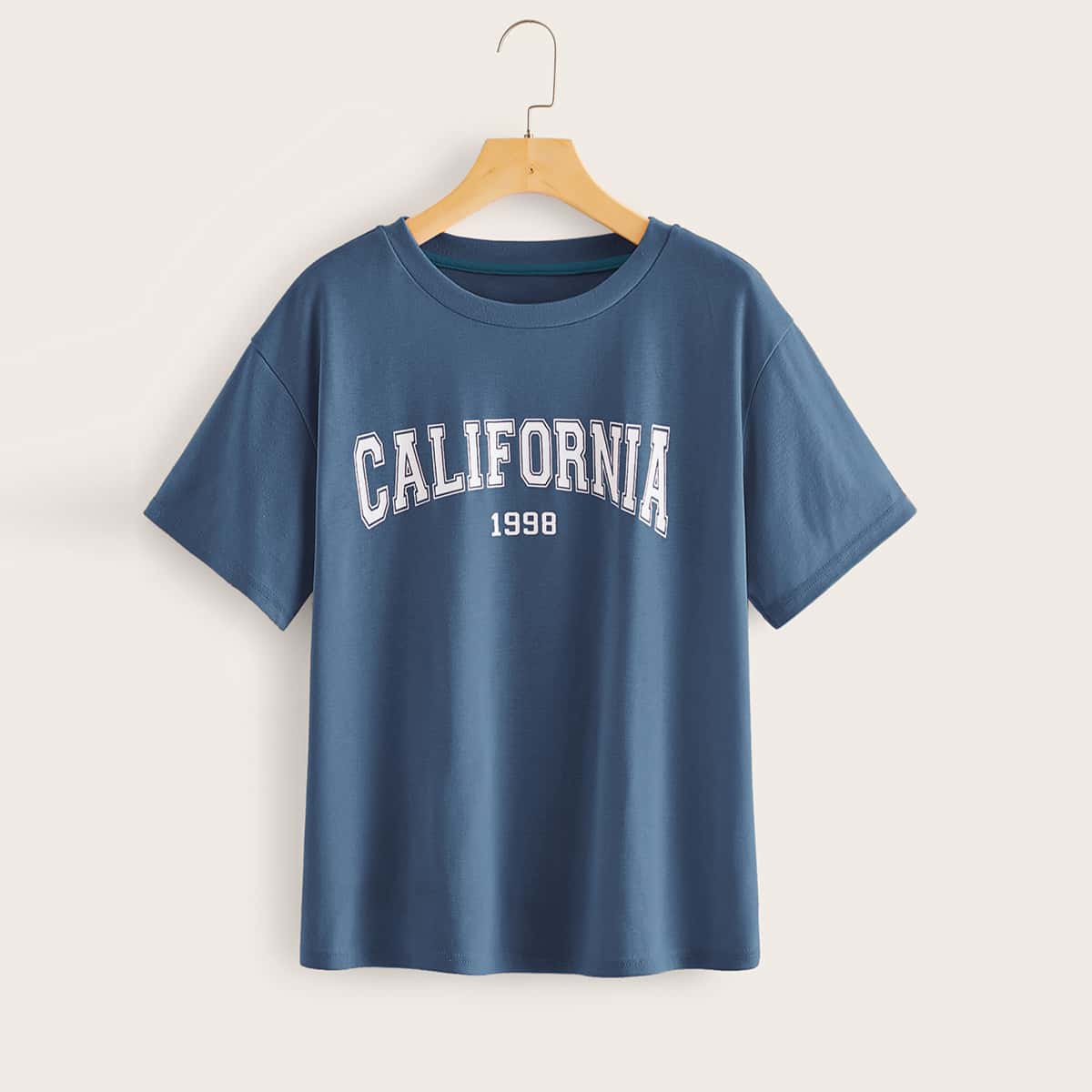 

Letter Graphic Blue Tee, Dusty blue
