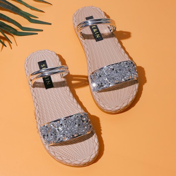 

Sequin Decor Two Way Wear Sandals, Silver