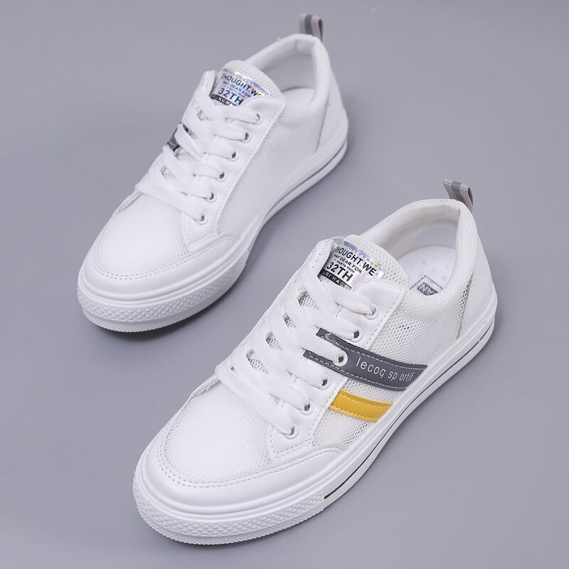 

Lace-up Front Mesh Sneakers, White