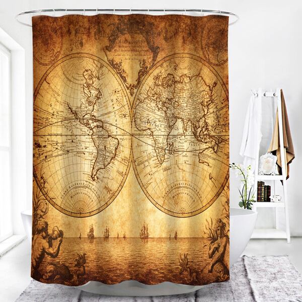 

Душевая занавеска с принтом и 12 крючками