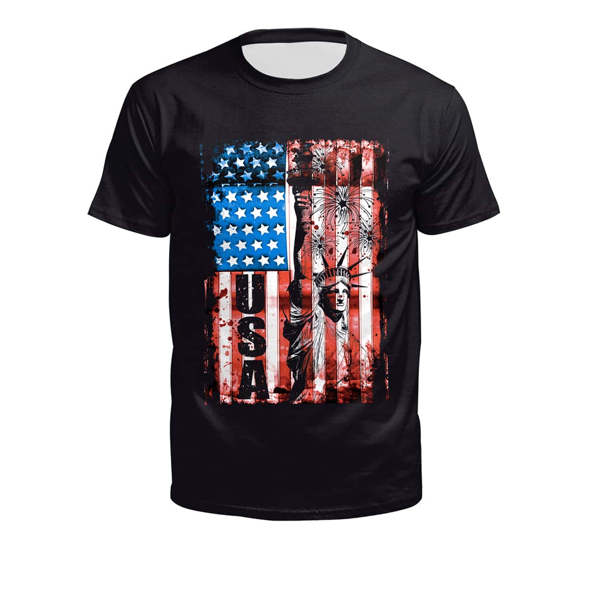

Guys Letter & Flag Print Tee, Black