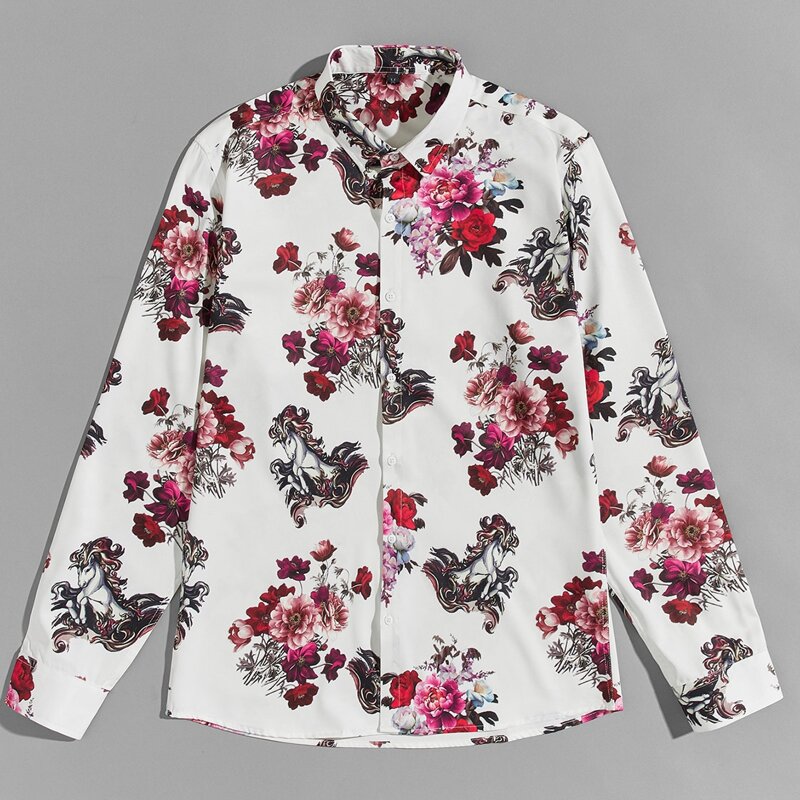 

Guys Horse & Floral Print Shirt, Multicolor