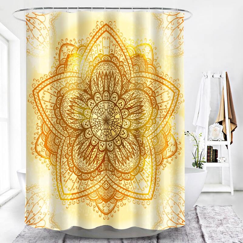 

Flower Print Shower Curtain With 12hooks