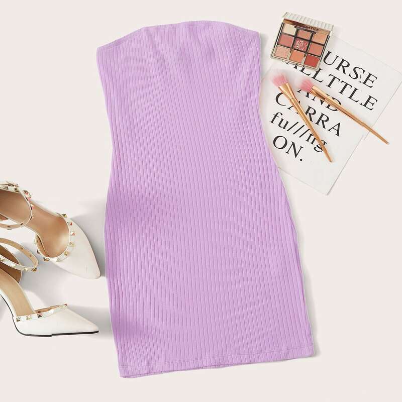 

Ribbed Purple Tube Dress