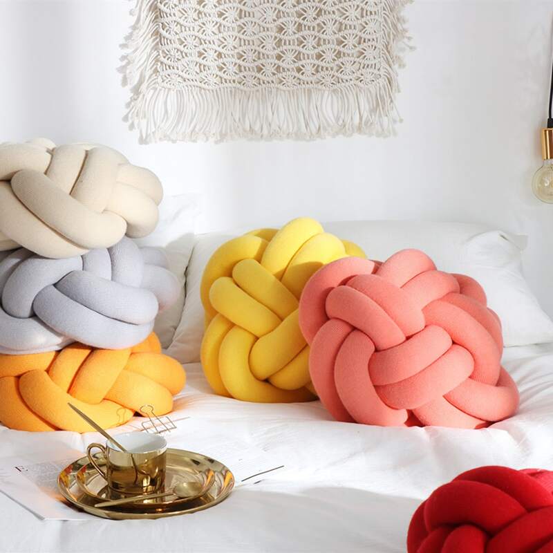 

1pc Solid Knot Cushion, Multicolor