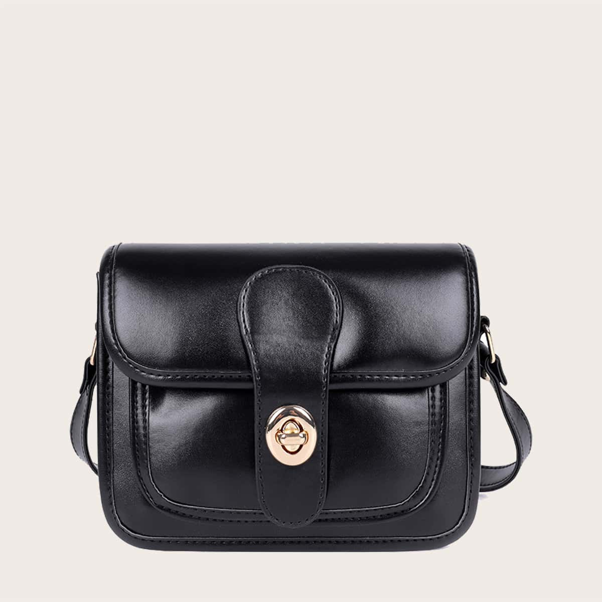 

Minimalist Flap Crossbody Bag, Black