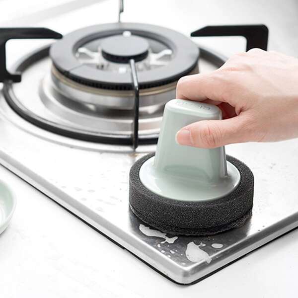 

1pc Cleaning Sponge With Tray, Grey