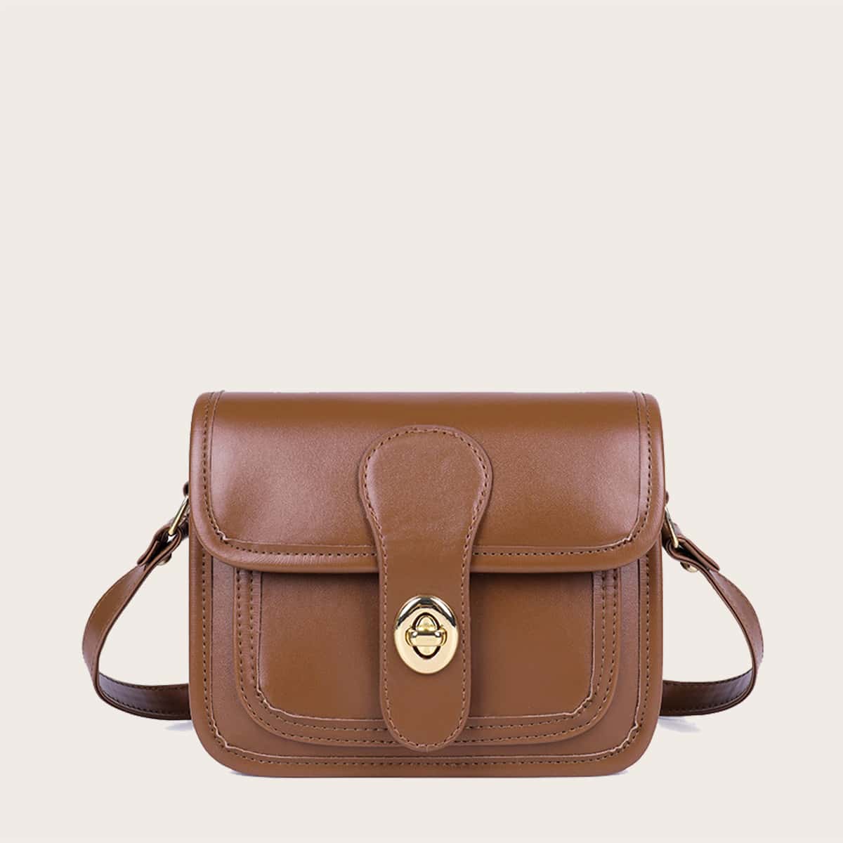 

Minimalist Flap Crossbody Bag, Brown
