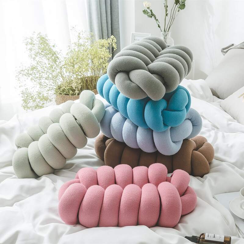 

1pc Solid Knot Cushion, Multicolor