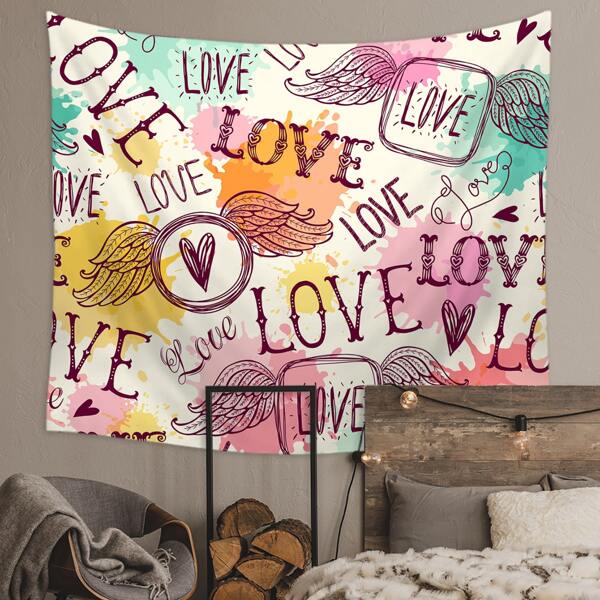 

Letter & Wing Print Tapestry, Multicolor