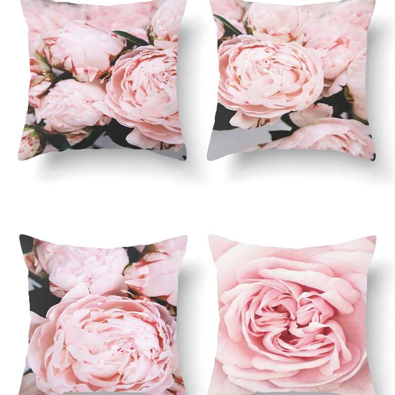 

1pc Flower Print Cushion Cover Without Filler, Multicolor
