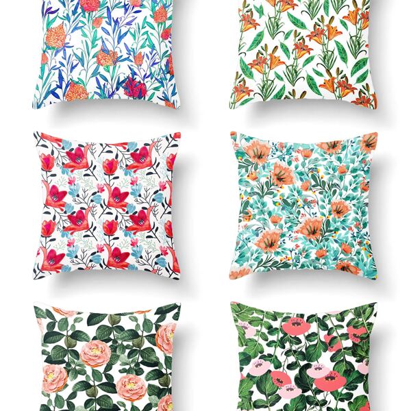 

1pc Flower Print Cushion Cover Without Filler, Multicolor