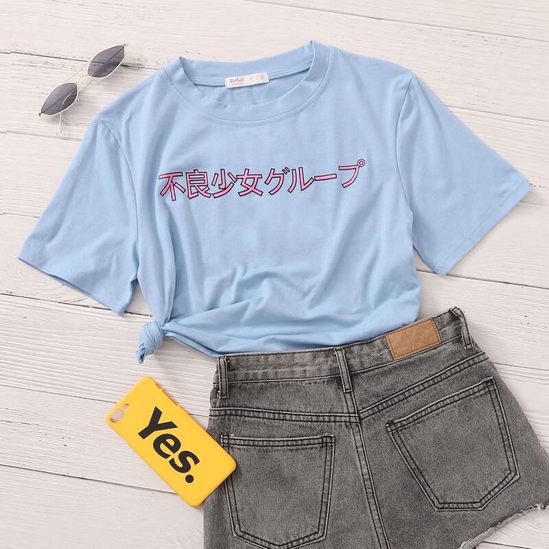 

Letter Graphic Blue Tee