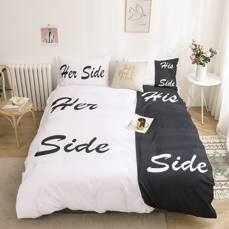 

Letter Graphic Bedding Set Without Filler, Black and white