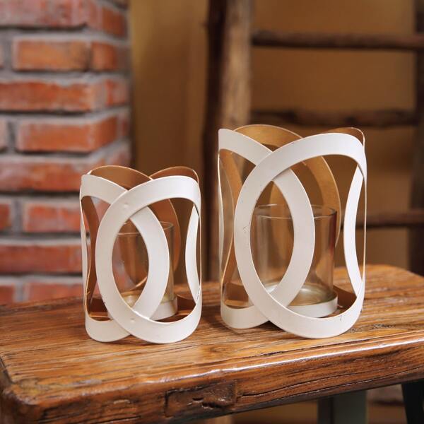 

1pc Iron Candle Holder, White