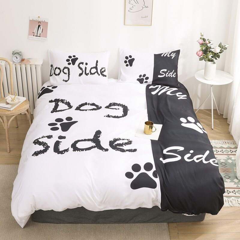

Letter Graphic Bedding Set Without Filler, Black and white