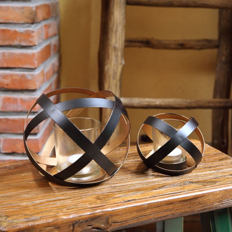 

1pc Iron Candle Holder, Black