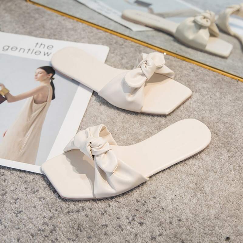 

Bow Knot Decor Sliders, Beige