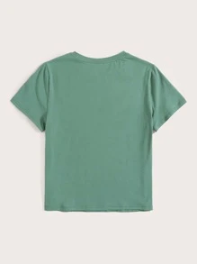 Muchica Floral Embroidery Tee - Green - View 2