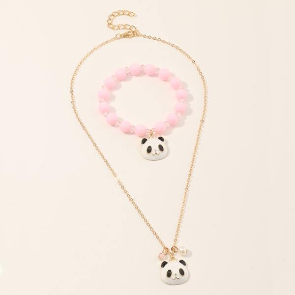 

2pcs Girls Panda Jewelry Set, Multicolor