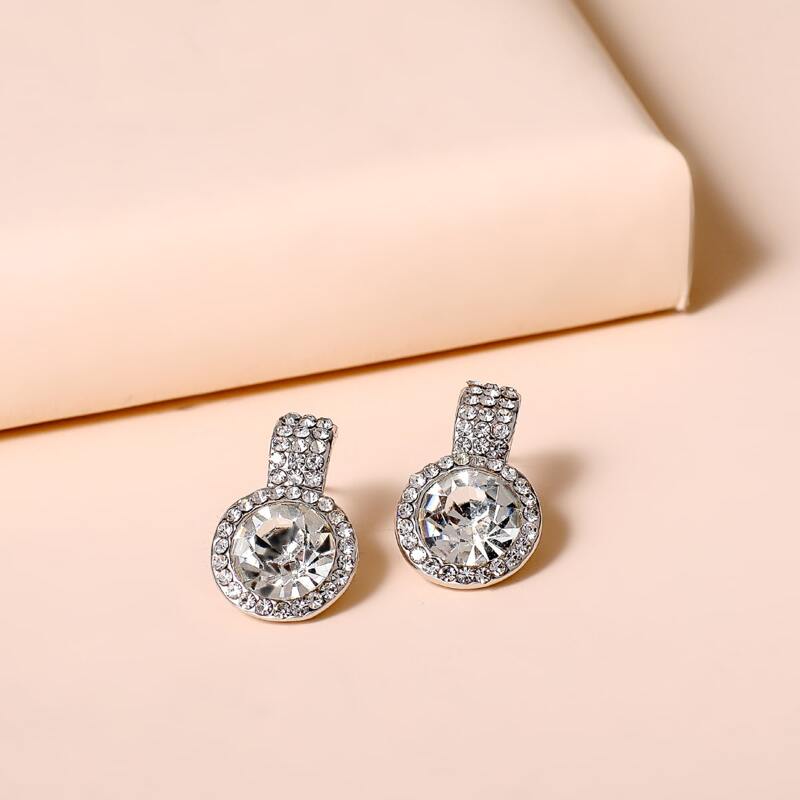 

Rhinestone Stud Earrings, White