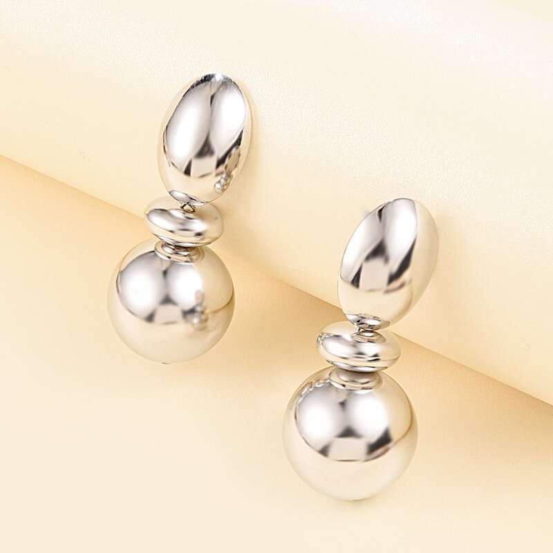 

Ball Charm Drop Earrings, Silver