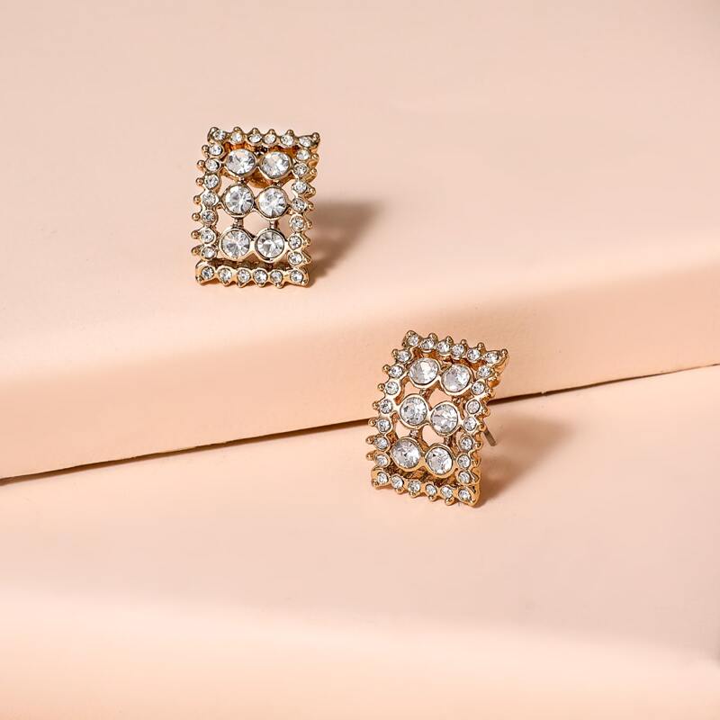

Rhinestone Stud Earrings, White