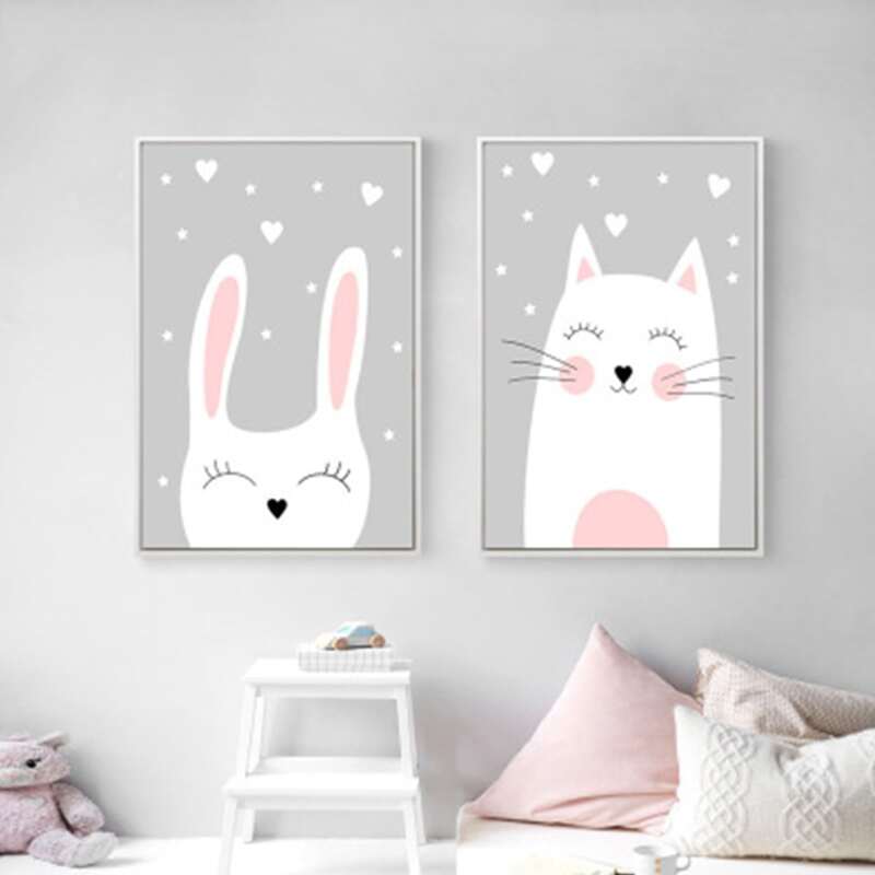 

1pc Cartoon Wall Painting Without Frame, Multicolor