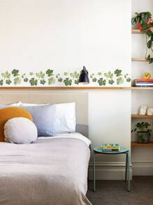 1pc Leaf Pattern Wall Sticker, Self Adhesive Vine Wall Art Decal For Home Decor, Stickers, Wall Decal, Vinyl Decal For Home Decorations, Spring Decoration Items Refresh Your Home, Festival Decoration Stickers Gifts Birthday Graduation Kitchen Decor - Green - View 5