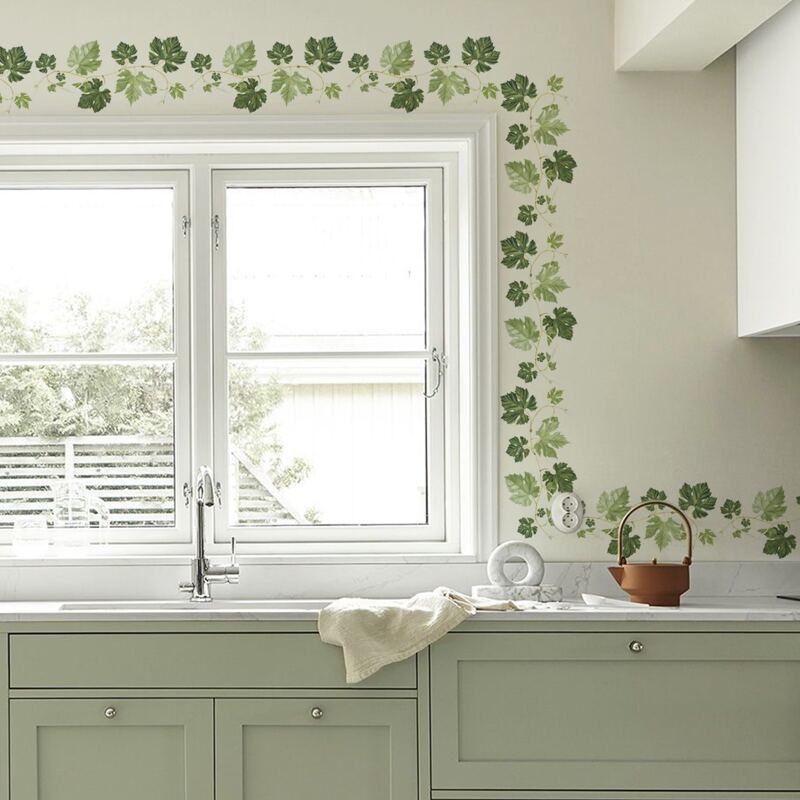 

1sheet Leaf Pattern Wall Sticker, Green