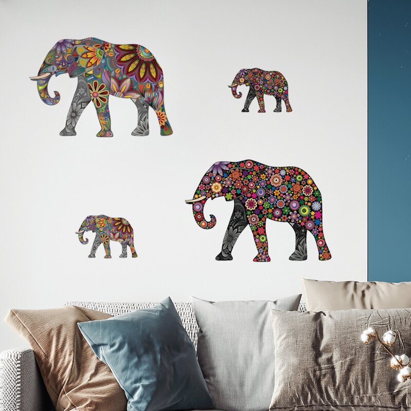 

1sheet Elephant Print Wall Sticker, Multicolor