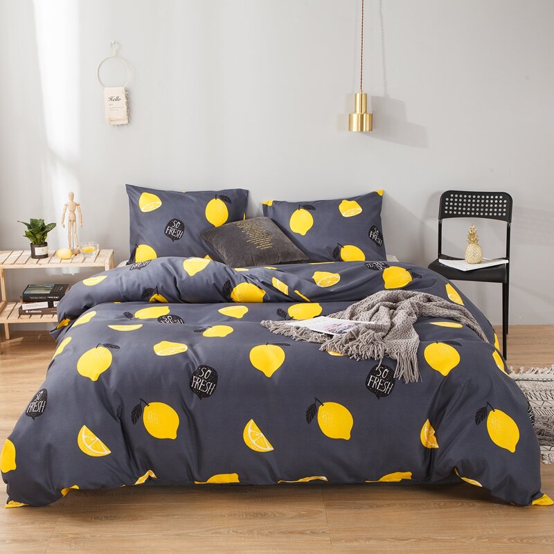 

Lemon Print Bedding Set Without Filler, Multicolor