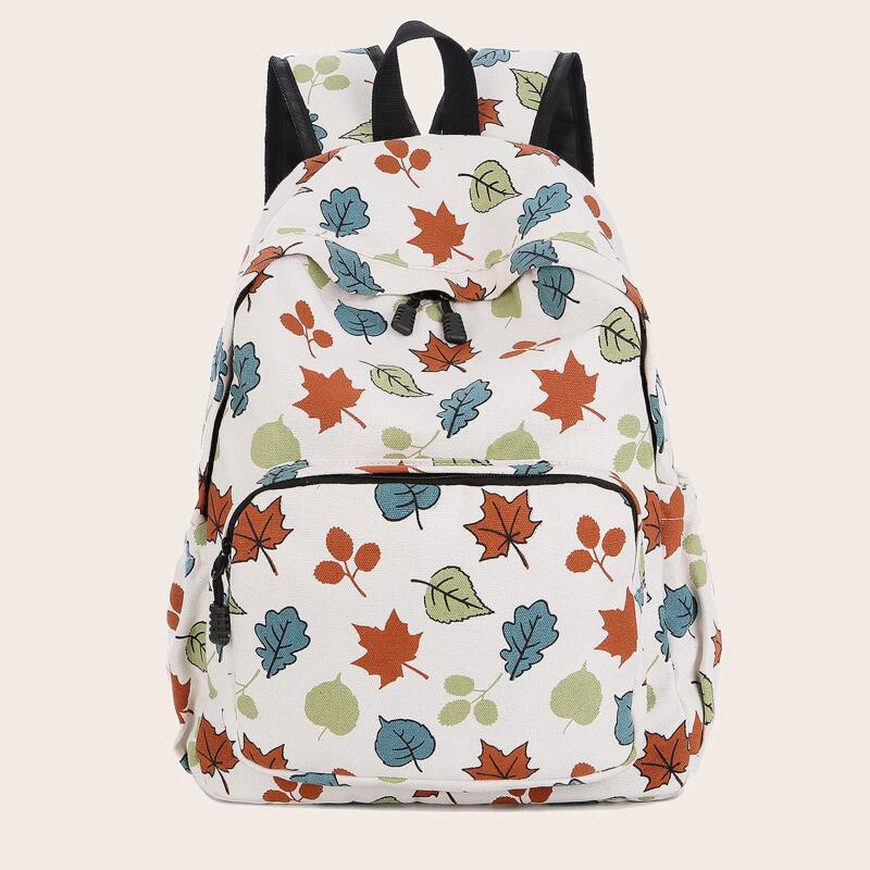 

Leaf Graphic Large Capacity Backpack, Multicolor