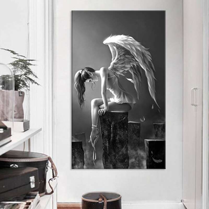 

1pc Figure Wall Painting Without Frame, Black and white