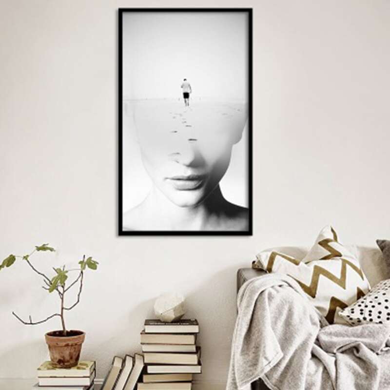 

1pc Figure Wall Painting Without Frame, Black and white