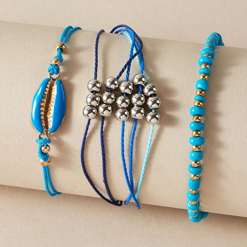 

3pcs Shell Decor Anklet, Blue