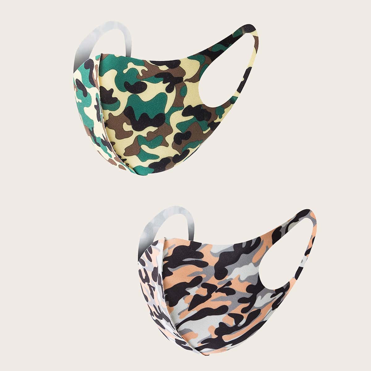 

2pcs Guys Camouflage Face Mask, Multicolor