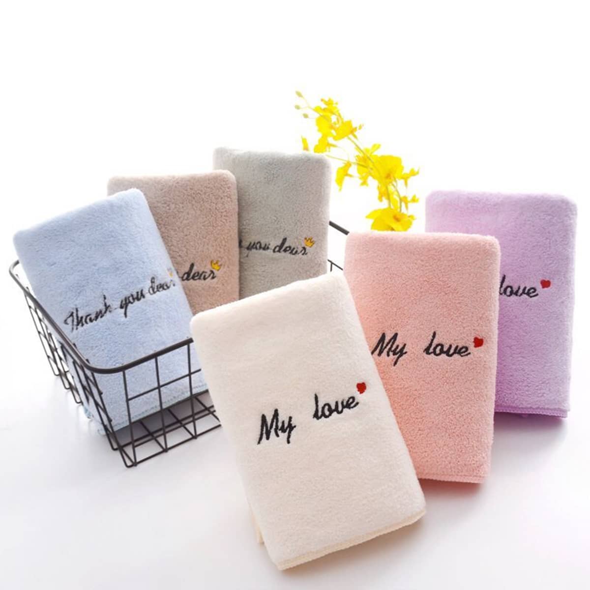 

1pc Letter Embroidery Face Towel, Multicolor