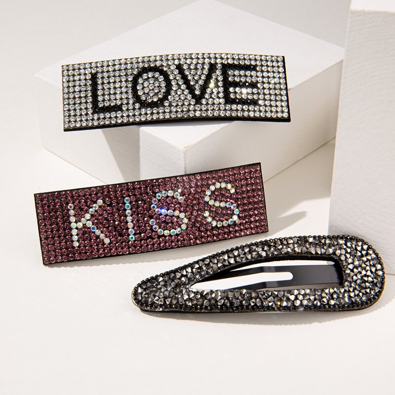 

3pcs Rhinestone Engraved Hair Clip, Multicolor