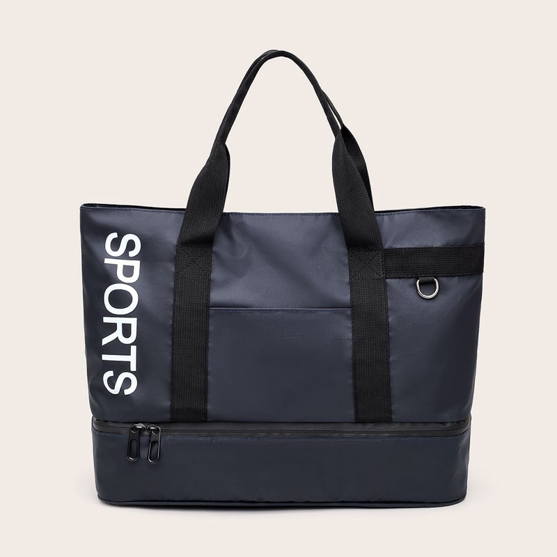 

Letter Graphic Tote Bag, Blue