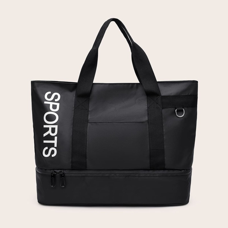 

Letter Graphic Tote Bag, Black