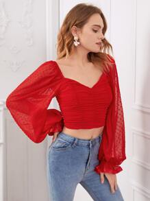 SHEIN Vermelho Tubo Simples elegante Blusa - Vermelho - Visão 4