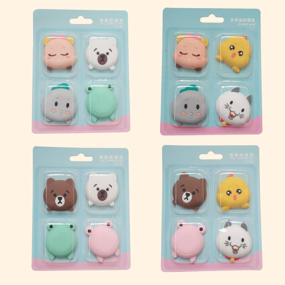 

4pcs Cartoon Door Handle Crash Pad, Multicolor