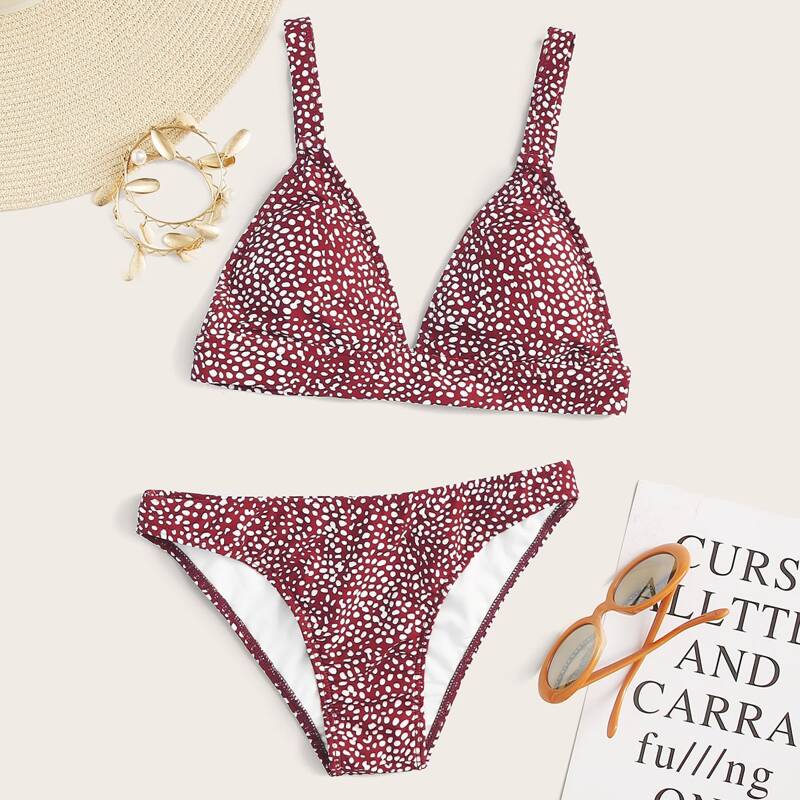 

Dalmatian Triangle Bikini Swimsuit, Red