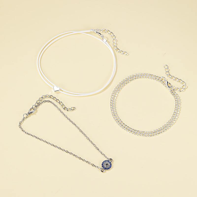 

3pcs Eye Charm Anklet, Multicolor