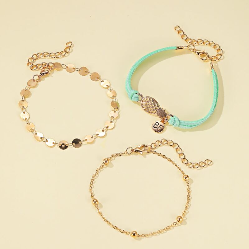 

3pcs Fruit Charm Anklet, Multicolor