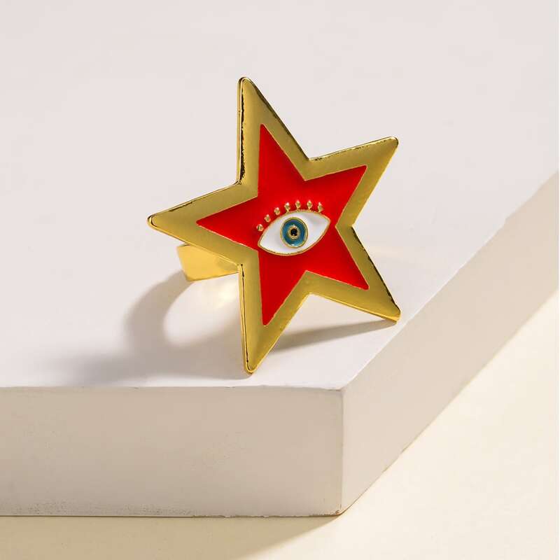 

Star Decor Ring, Red