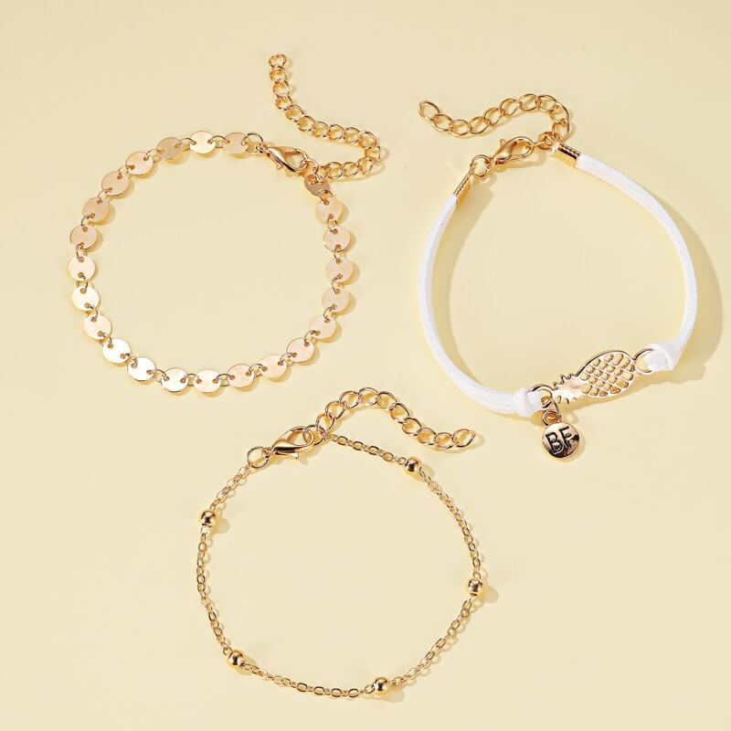 

3pcs Fruit Charm Anklet, Multicolor