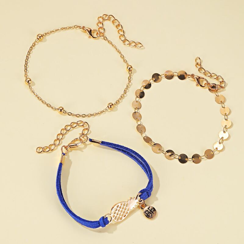 

3pcs Fruit Charm Anklet, Multicolor