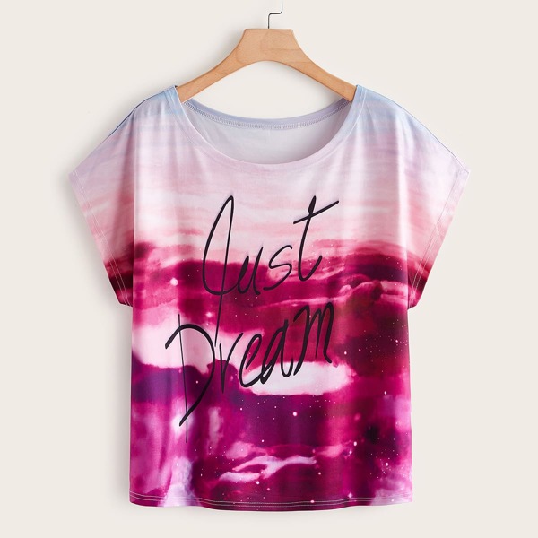 

Plus Tie Dye Letter Graphic Tee, Multicolor